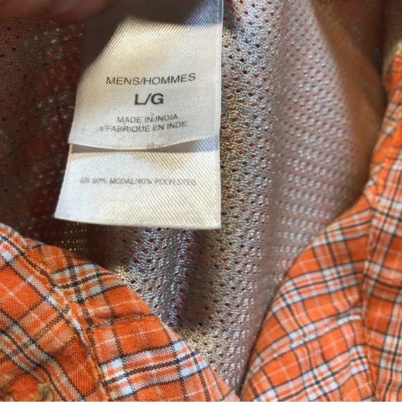 The North Face Mens Short Sleeve Orange plaid button down shirt Large - Picture 11 of 12